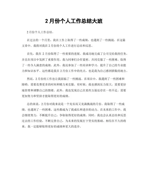 2月份个人工作总结大班