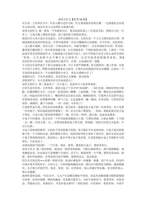 最新-说明文作文【优秀14篇】