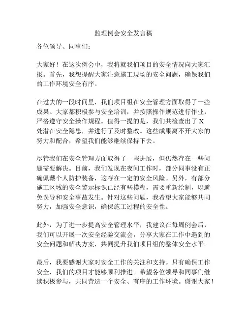 监理例会安全发言稿