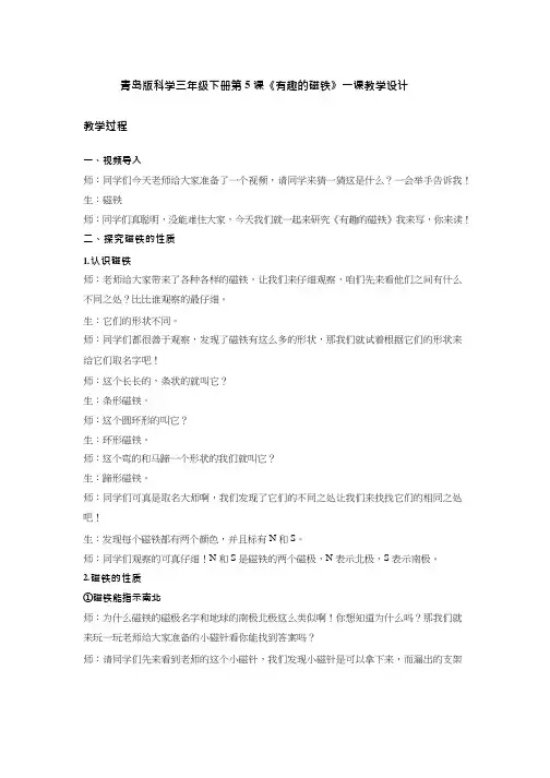 小学科学《有趣的磁铁1(1)》优质教案、教学设计