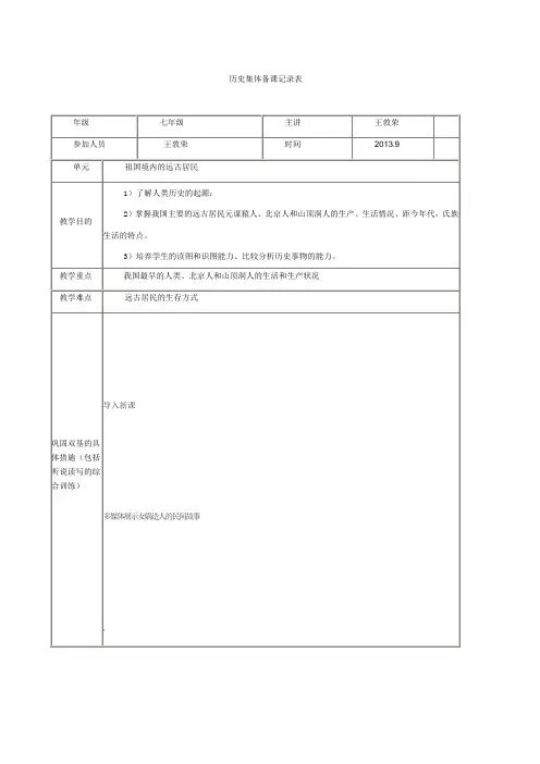 集体备课记录表