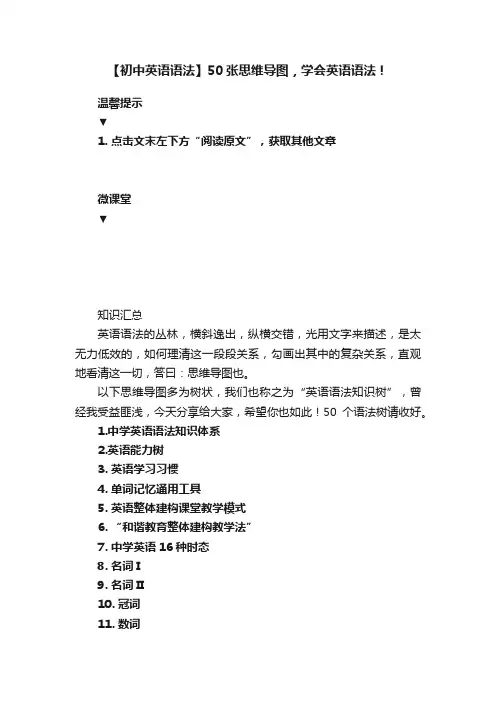 【初中英语语法】50张思维导图，学会英语语法！
