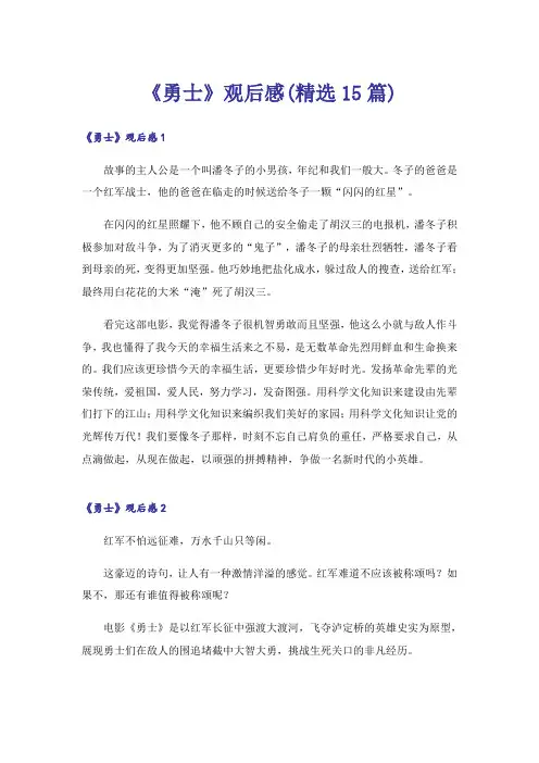 《勇士》观后感(精选15篇)