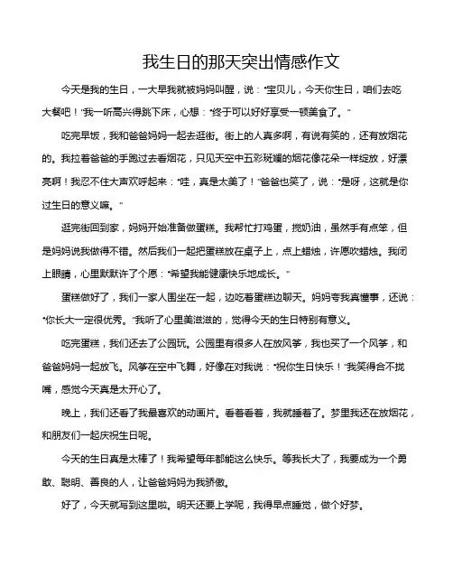我生日的那天突出情感作文