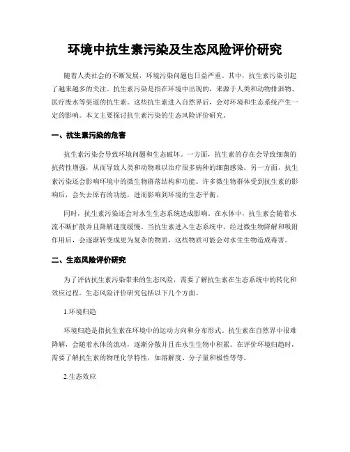 环境中抗生素污染及生态风险评价研究