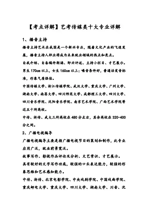 艺考传媒类十大专业详解