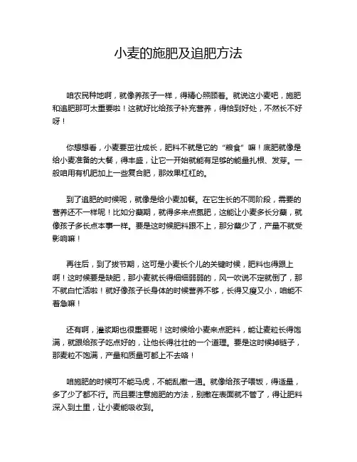 小麦的施肥及追肥方法