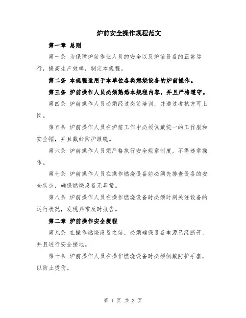 炉前安全操作规程范文