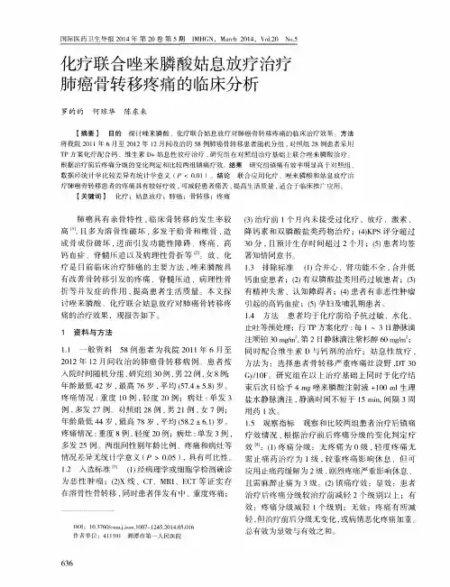 化疗联合唑来膦酸姑息放疗治疗肺癌骨转移疼痛的临床分析