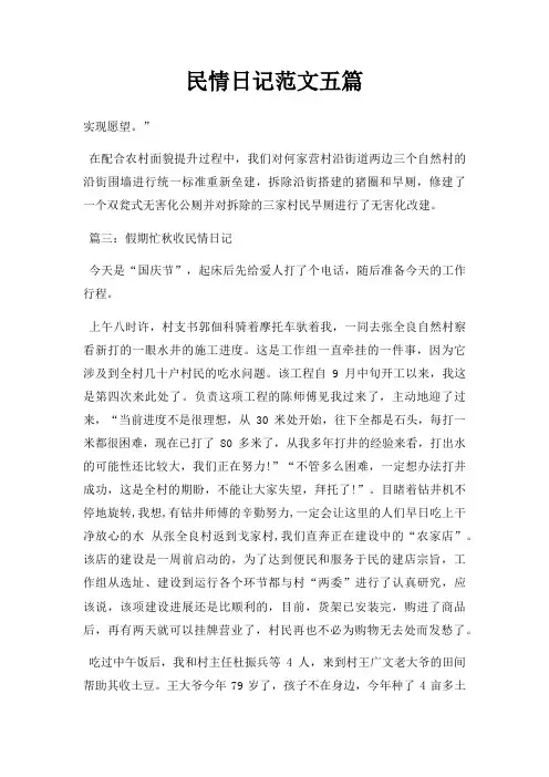 民情日记五篇