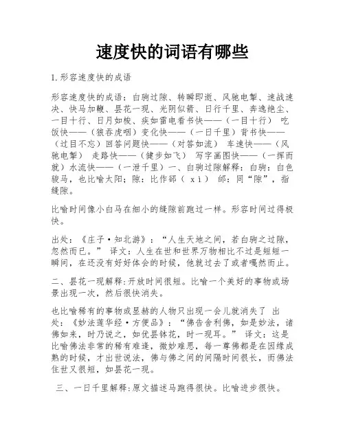 速度快的词语有哪些