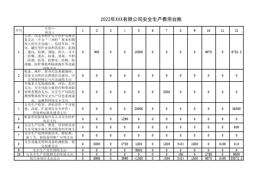 安全生产标准化安全生产费用台账