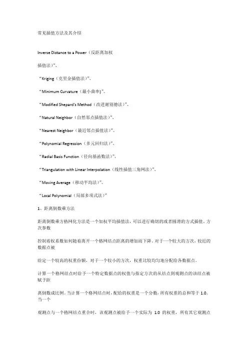 常见插值方法及其介绍