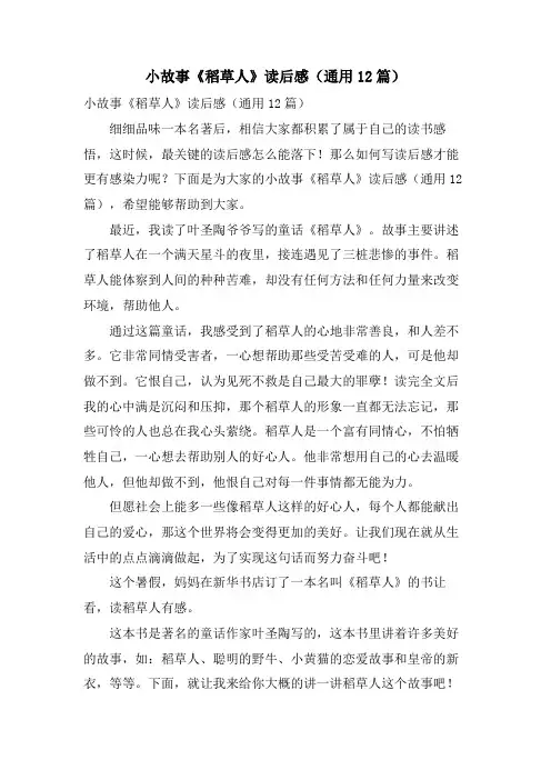 小故事《稻草人》读后感(通用12篇)