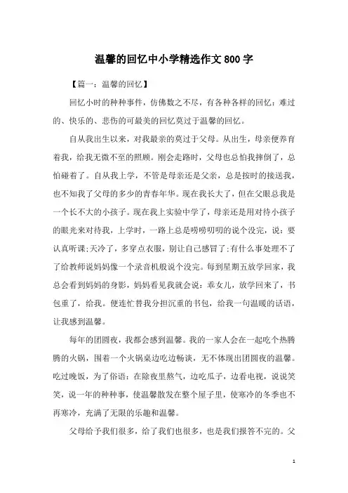 温馨的回忆中小学精选作文800字