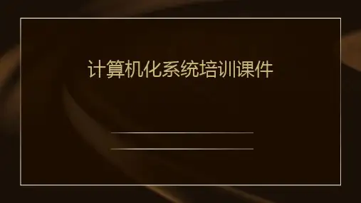 计算机化系统培训课件