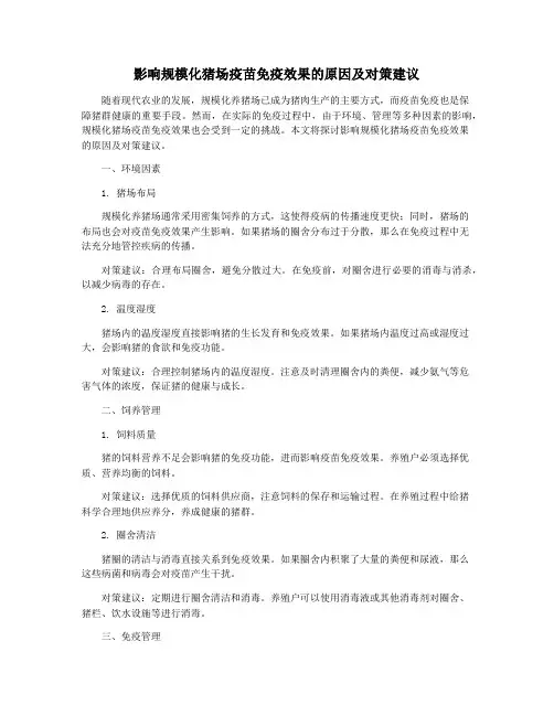 影响规模化猪场疫苗免疫效果的原因及对策建议