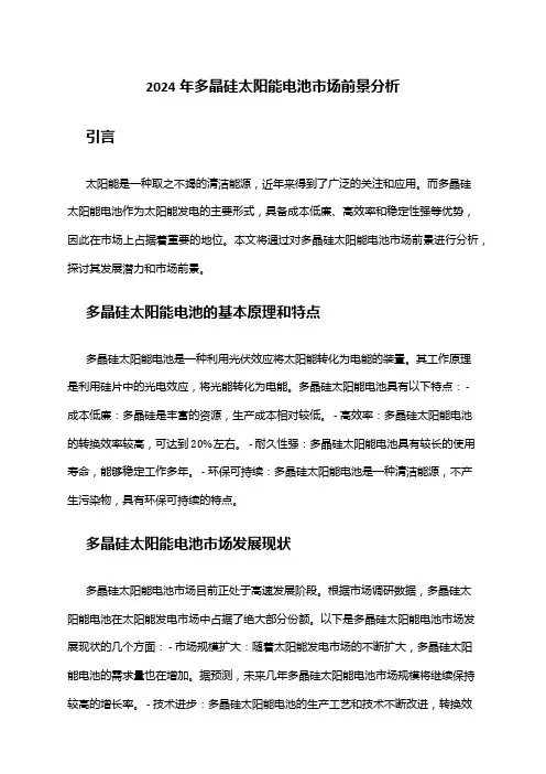 2024年多晶硅太阳能电池市场前景分析