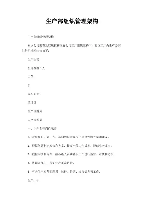 生产部组织管理架构
