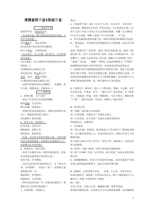 汉魏晋诗三首诗经三首