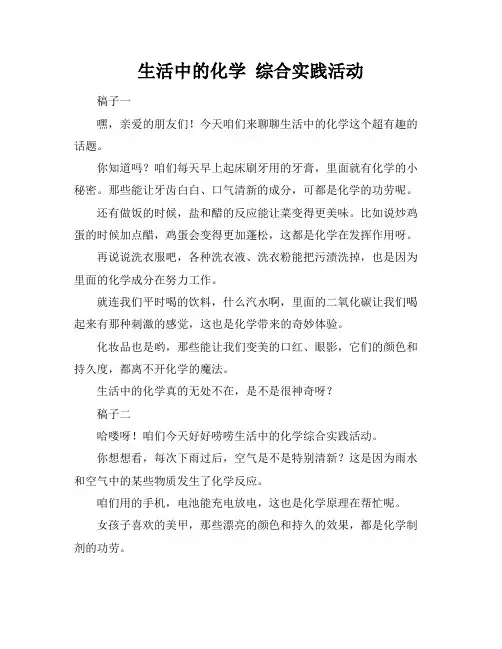 生活中的化学 综合实践活动