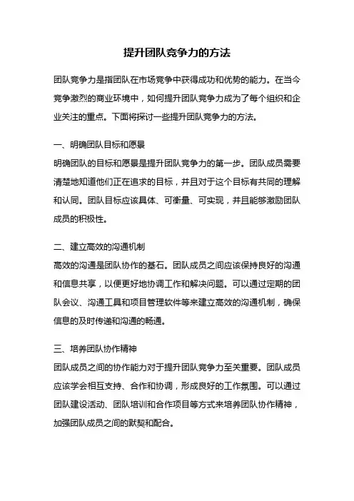 提升团队竞争力的方法