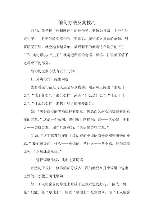 缩句方法及其技巧