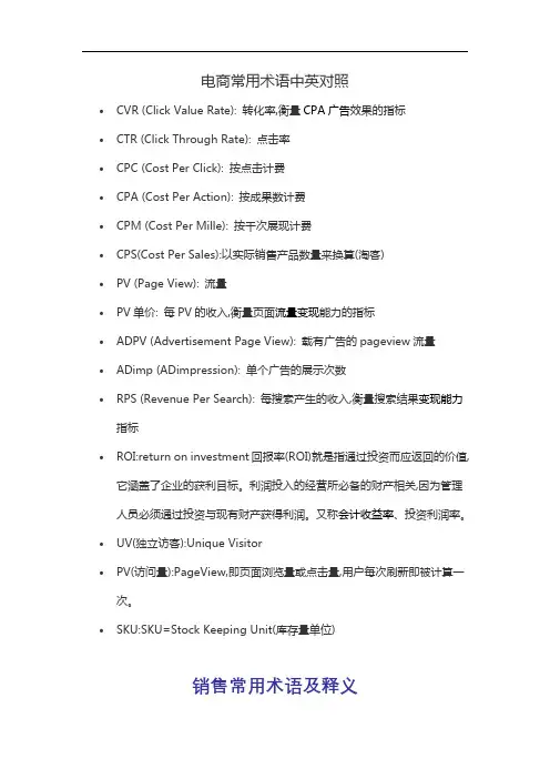 电商专用术语英文版