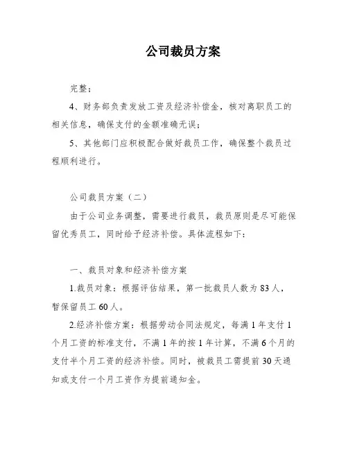 公司裁员方案