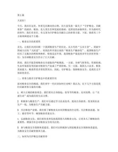 守护粮仓贡献青春演讲稿(2篇)