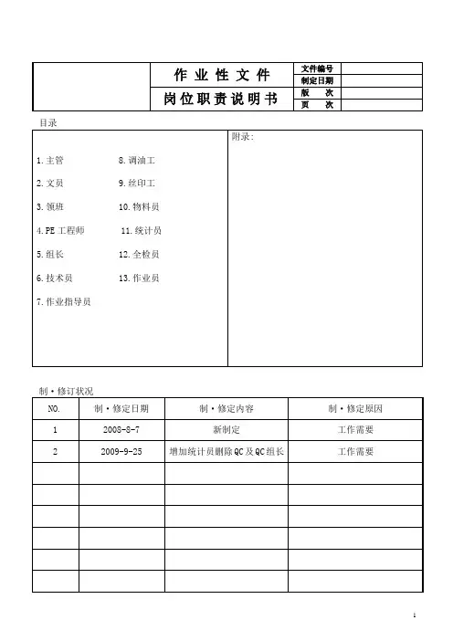 喷涂岗位职责说明书