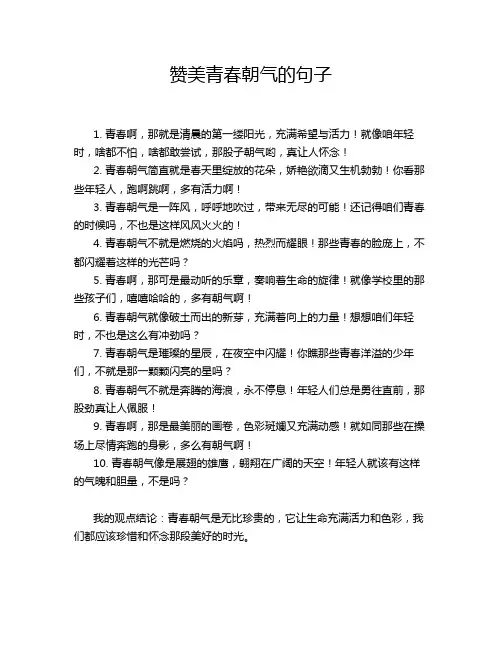 赞美青春朝气的句子