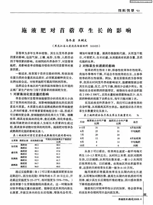 施液肥对苜蓿草生长的影响