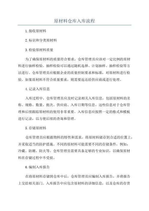 原材料仓库入库流程