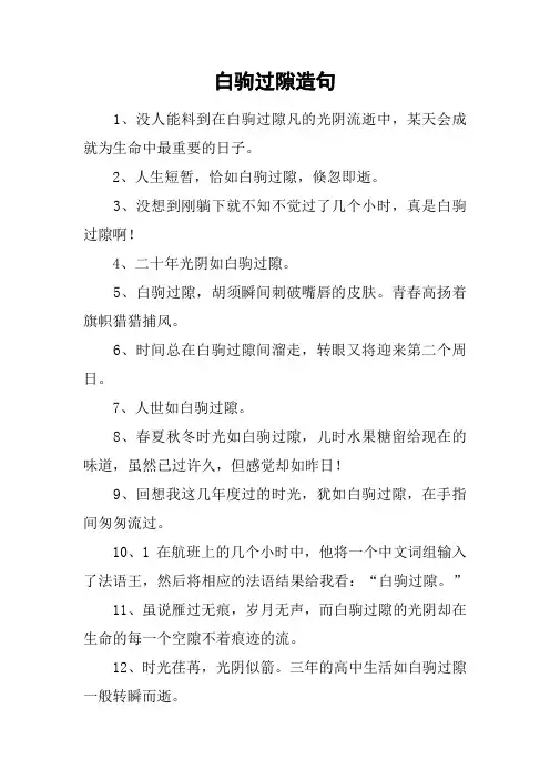 白驹过隙造句