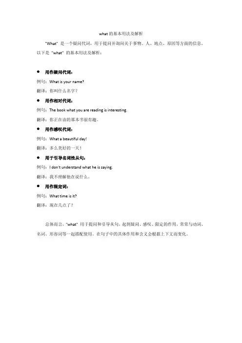 what的基本用法及解析