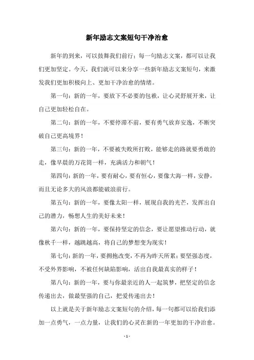 新年励志文案短句干净治愈