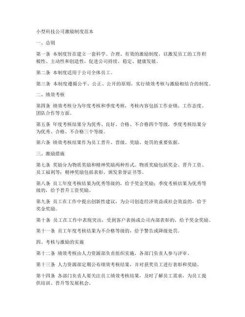 小型科技公司激励制度范本