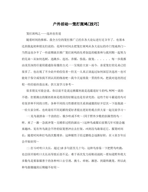 户外活动—笼打斑鸠[技巧]