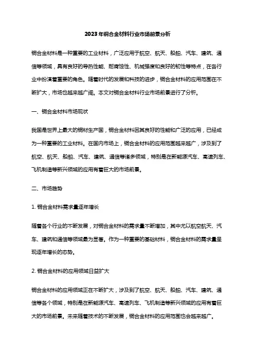 2023年铜合金材料行业市场前景分析