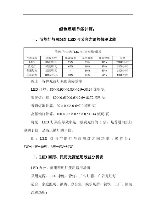 照明节能计算