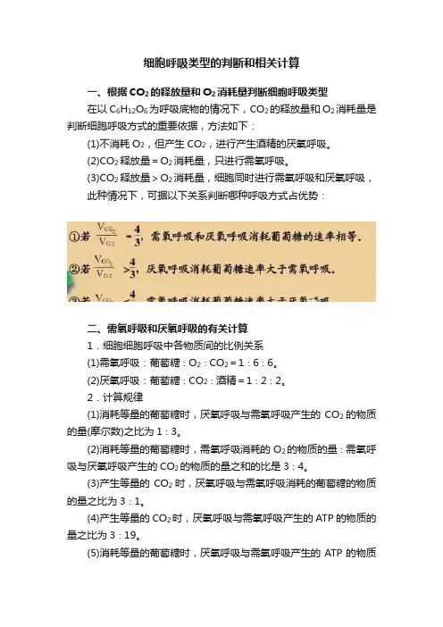 细胞呼吸类型的判断和相关计算