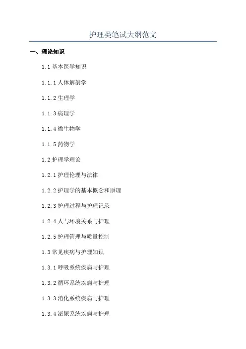 护理类笔试大纲范文