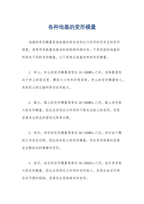 各种地基的变形模量