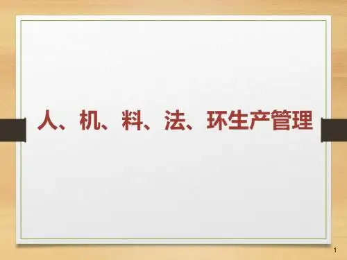 人、机、料、法、环管理