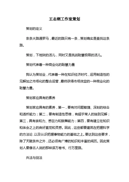 王志纲工作室策划
