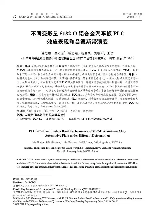 不同变形量5182-O_铝合金汽车板PLC_效应表现和吕德斯带演变