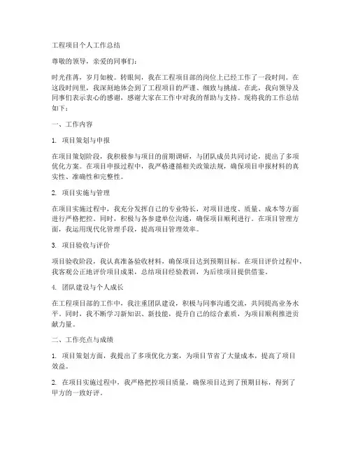 工程项目点个人工作总结