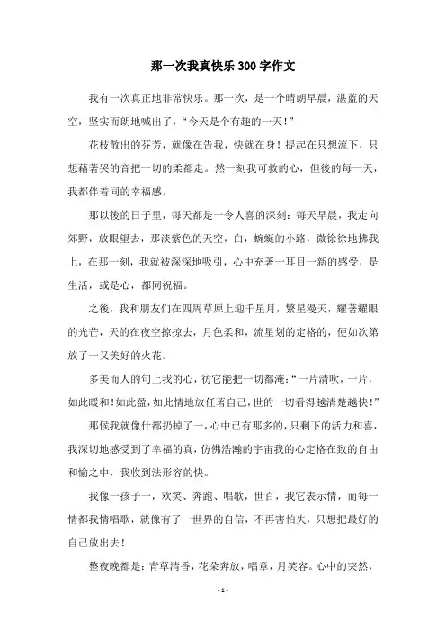 那一次我真快乐300字作文