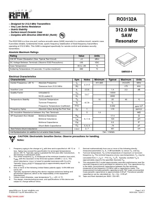 RO3132A;中文规格书,Datasheet资料